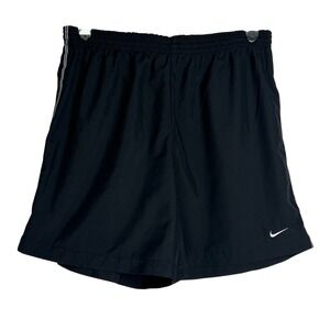 Nike Mens XL Black Running Shorts Embroidered Swoosh Side Stripe 5 Inch Inseam